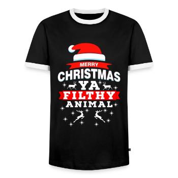 Weihnachten Weihnachten Weihnachten Weihnachten Weihnachten - Männer Kontrast-T-Shirt - Schwarz/Weiß - Vorne - AI Model Female 172 light (172cm) & AI Model Male 178 light (178cm)