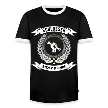 SCHLOSSER - Stolz und Ehre II - Männer Kontrast-T-Shirt - Schwarz/Weiß - Vorne - AI Model Female 172 light (172cm) & AI Model Male 178 light (178cm)