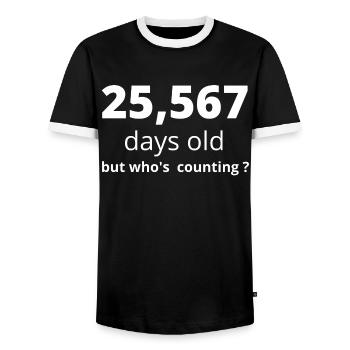 70e anniversaire - T-shirt contrasté Homme - noir/blanc - Devant - AI Model Female 172 light (172cm) & AI Model Male 178 light (178cm)