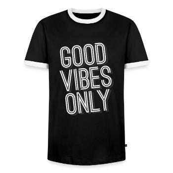GOOD VIBES ONLY - Männer Kontrast-T-Shirt - Schwarz/Weiß - Vorne - AI Model Female 172 light (172cm) & AI Model Male 178 light (178cm)