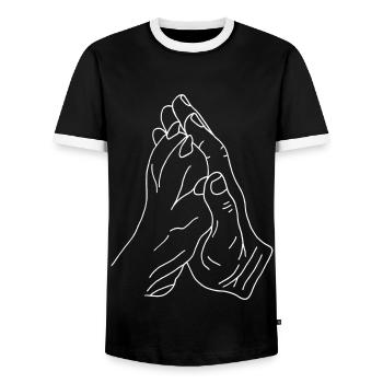 Hand mit Pfote - Männer Kontrast-T-Shirt - Schwarz/Weiß - Vorne - AI Model Female 172 light (172cm) & AI Model Male 178 light (178cm)