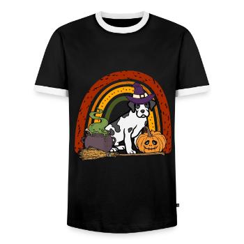 Mignon Grand Danois Halloween Costume Chien - T-shirt contrasté Homme - noir/blanc - Devant - AI Model Female 172 light (172cm) & AI Model Male 178 light (178cm)