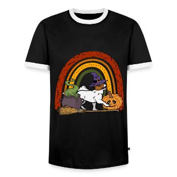 Süßer Papillon Halloween Kostüm Hund - Männer Kontrast-T-Shirt - Schwarz/Weiß - Vorne - AI Model Female 172 light (172cm) & AI Model Male 178 light (178cm)