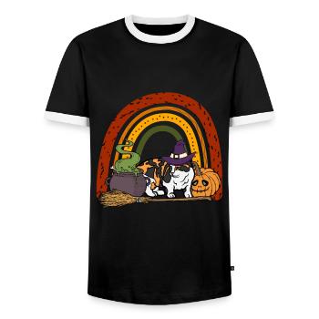Munchkin Halloween Katze für Halloween - Männer Kontrast-T-Shirt - Schwarz/Weiß - Vorne - AI Model Female 172 light (172cm) & AI Model Male 178 light (178cm)
