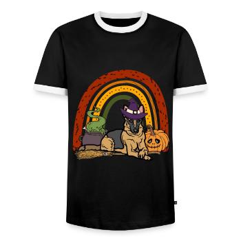 Berger allemand Halloween Costume Chien - T-shirt contrasté Homme - noir/blanc - Devant - AI Model Female 172 light (172cm) & AI Model Male 178 light (178cm)