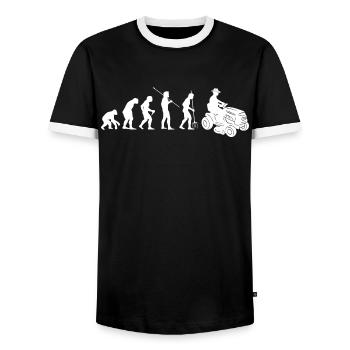 Tondeuse autoportée Evolution Tracteur à gazon Tondre la pelouse - T-shirt contrasté Homme - noir/blanc - Devant - AI Model Female 172 light (172cm) & AI Model Male 178 light (178cm)