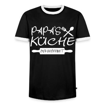 Papas Küche 24h - Männer Kontrast-T-Shirt - Schwarz/Weiß - Vorne - AI Model Female 172 light (172cm) & AI Model Male 178 light (178cm)