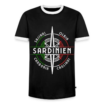 Summer Sardinia - Men's Ringer Shirt - black/white - Front - AI Model Female 172 light (172cm) & AI Model Male 178 light (178cm)