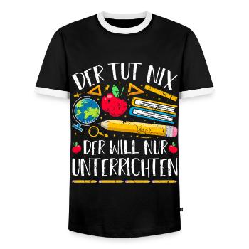 Der Tut Nix Der Will Nur Unterrichten Lehrer - Männer Kontrast-T-Shirt - Schwarz/Weiß - Vorne - AI Model Female 172 light (172cm) & AI Model Male 178 light (178cm)
