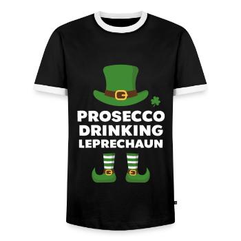 Prosecco Boire Leprechaun - T-shirt contrasté Homme - noir/blanc - Devant - AI Model Female 172 light (172cm) & AI Model Male 178 light (178cm)