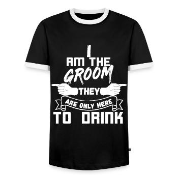 Mens I am the groom shirt set triple 1/3 Funny Bac - Männer Kontrast-T-Shirt - Schwarz/Weiß - Vorne - AI Model Female 172 light (172cm) & AI Model Male 178 light (178cm)