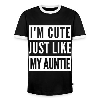I'm cute just like my auntie - Men's Ringer Shirt - black/white - Front - AI Model Female 172 light (172cm) & AI Model Male 178 light (178cm)