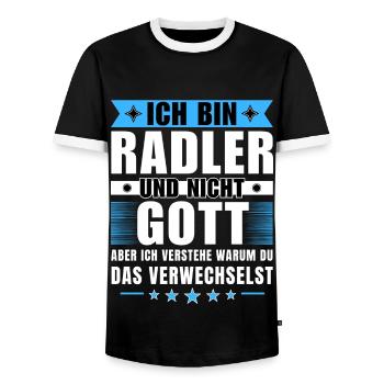 Ich bin Radler und nicht Gott - Männer Kontrast-T-Shirt - Schwarz/Weiß - Vorne - AI Model Female 172 light (172cm) & AI Model Male 178 light (178cm)
