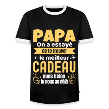 Papa On a Essayé De Te Trouver Le Meilleur Cadeau - T-shirt contrasté Homme - noir/blanc - Devant - AI Model Female 172 light (172cm) & AI Model Male 178 light (178cm)