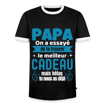 Papa On a Essayé De Te Trouver Le Meilleur Cadeau - T-shirt contrasté Homme - noir/blanc - Devant - AI Model Female 172 light (172cm) & AI Model Male 178 light (178cm)