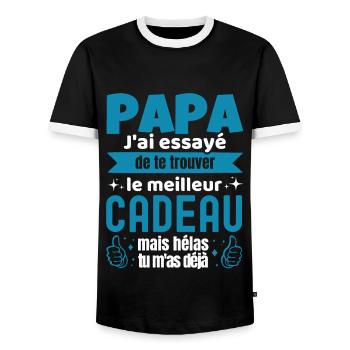 Cadeau Papa Humoristique Drole Papa J'ai Essayé... - T-shirt contrasté Homme - noir/blanc - Devant - AI Model Female 172 light (172cm) & AI Model Male 178 light (178cm)