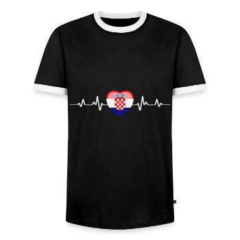 Kroatien Hrvatska - Männer Kontrast-T-Shirt - Schwarz/Weiß - Vorne - AI Model Female 172 light (172cm) & AI Model Male 178 light (178cm)