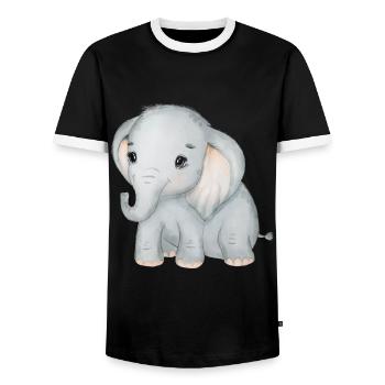 Elephant Family Mama Baby T-Shirt - T-shirt contrasté Homme - noir/blanc - Devant - AI Model Female 172 light (172cm) & AI Model Male 178 light (178cm)