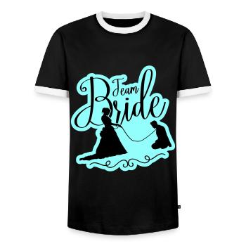 Team Bride Wedding Hen - Men's Ringer Shirt - black/white - Front - AI Model Female 172 light (172cm) & AI Model Male 178 light (178cm)