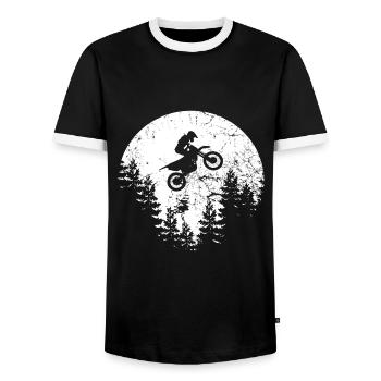 Moon Motorcross Motorcycle Cross Moon - Men's Ringer Shirt - black/white - Front - AI Model Female 172 light (172cm) & AI Model Male 178 light (178cm)