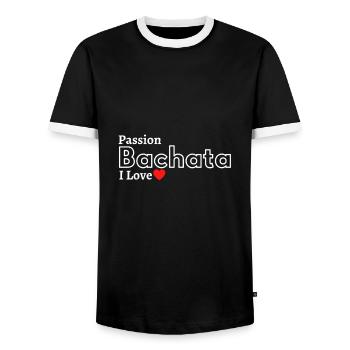 Bachata passion I love cadeau humour danse latine - T-shirt contrasté Homme - noir/blanc - Devant - AI Model Female 172 light (172cm) & AI Model Male 178 light (178cm)