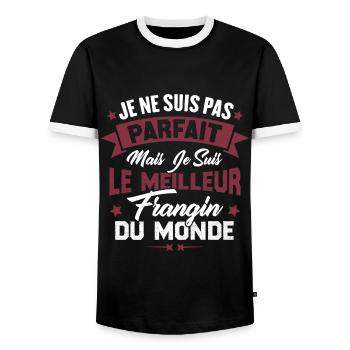 Pas parfait mais le meilleur frangin du monde - T-shirt contrasté Homme - noir/blanc - Devant - AI Model Female 172 light (172cm) & AI Model Male 178 light (178cm)