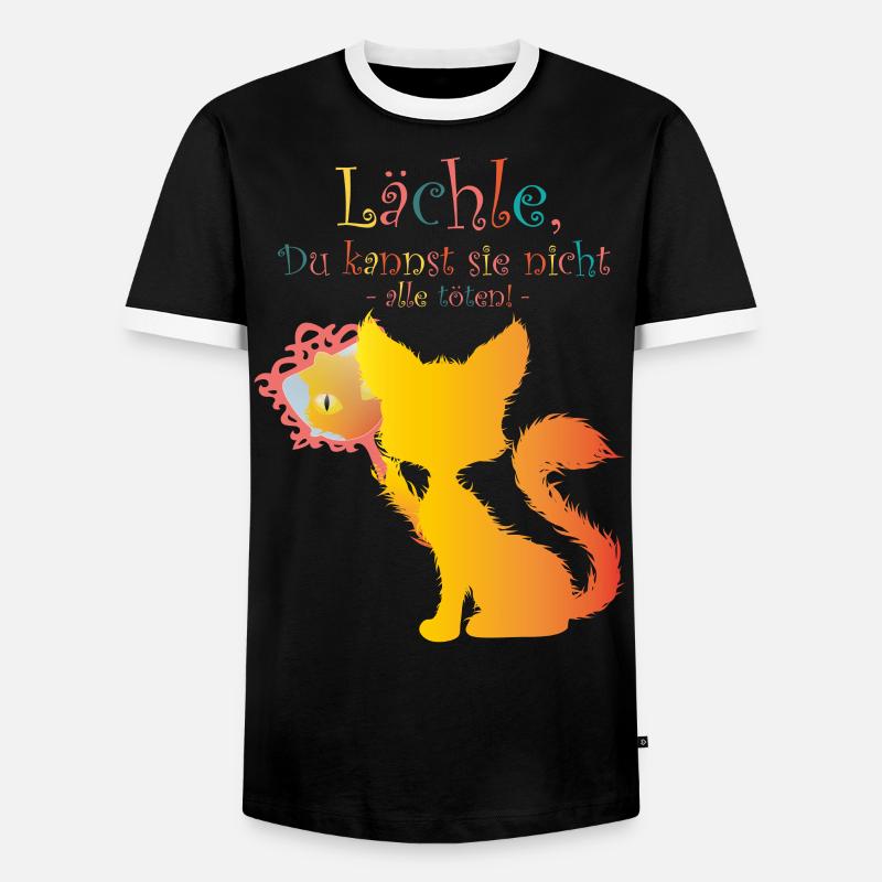 Verrueckte Katze 01 01 - Men's Ringer Shirt - black/white
