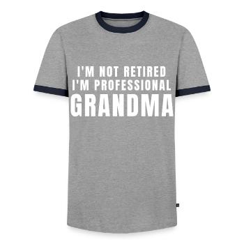 Professional Grandma - Men's Ringer Shirt - grey/navy  - Front - AI Model Female 172 light (172cm) & AI Model Male 178 light (178cm)