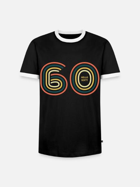 hello 60. 60th birthday - Men's Ringer Shirt - black/white