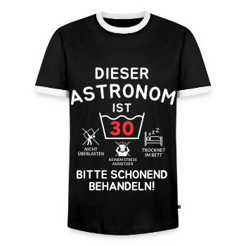 Dieser Astronom ist 30. Schonend behandeln - Männer Kontrast-T-Shirt - Schwarz/Weiß - Vorne - AI Model Female 172 light (172cm) & AI Model Male 178 light (178cm)