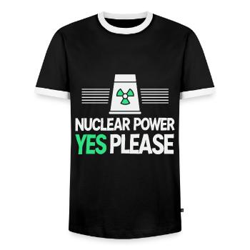 Nuclear Power Yes Please - Pro Clean Energy - Men's Ringer Shirt - black/white - Front - AI Model Female 172 light (172cm) & AI Model Male 178 light (178cm)