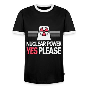 Nuclear Power Yes Please - Pro Clean Energy - Men's Ringer Shirt - black/white - Front - AI Model Female 172 light (172cm) & AI Model Male 178 light (178cm)