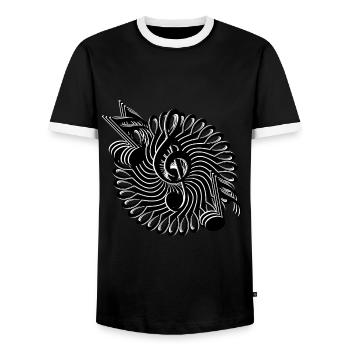 Notenschlüssel und Noten Muster - Männer Kontrast-T-Shirt - Schwarz/Weiß - Vorne - AI Model Female 172 light (172cm) & AI Model Male 178 light (178cm)