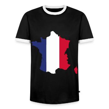 France drapeau - drapeau de la France - T-shirt contrasté Homme - noir/blanc - Devant - AI Model Female 172 light (172cm) & AI Model Male 178 light (178cm)