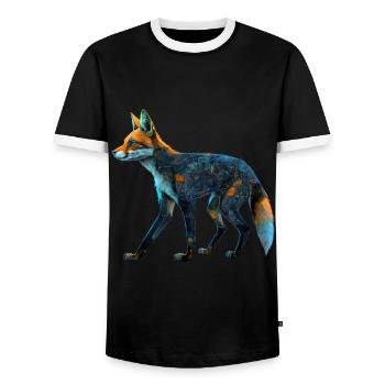 Fuchs Fuchsmotiv Tiere Geschenk Kunst Tiermotiv - Männer Kontrast-T-Shirt - Schwarz/Weiß - Vorne - AI Model Female 172 light (172cm) & AI Model Male 178 light (178cm)