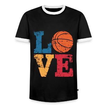 Basketball Love - Men's Ringer Shirt - black/white - Front - AI Model Female 172 light (172cm) & AI Model Male 178 light (178cm)