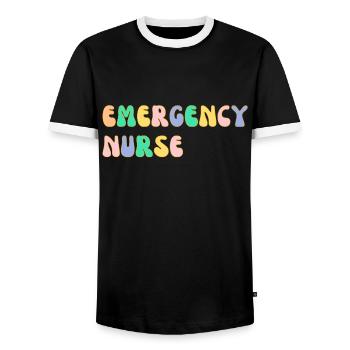 Notfall-Krankenschwester - Männer Kontrast-T-Shirt - Schwarz/Weiß - Vorne - AI Model Female 172 light (172cm) & AI Model Male 178 light (178cm)