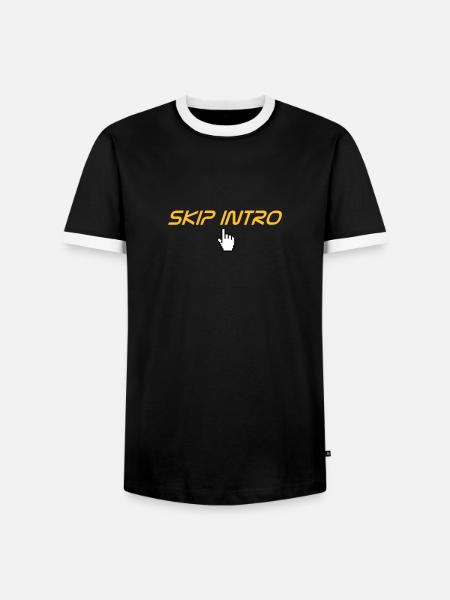 skip intro - Men's Ringer Shirt - black/white