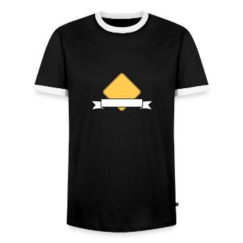 shield warning caution danger danger caution note - Men's Ringer Shirt - black/white - Front - AI Model Female 172 light (172cm) & AI Model Male 178 light (178cm)