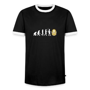 Mineur de bitcoin - T-shirt contrasté Homme - noir/blanc - Devant - AI Model Female 172 light (172cm) & AI Model Male 178 light (178cm)