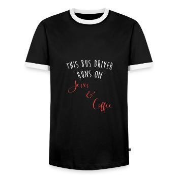 Chauffeur d’autobus scolaire Autobus scolaire - T-shirt contrasté Homme - noir/blanc - Devant - AI Model Female 172 light (172cm) & AI Model Male 178 light (178cm)