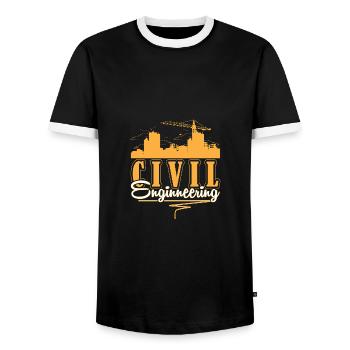 Civil Engineer Construction Site Construction Worker - Men's Ringer Shirt - black/white - Front - AI Model Female 172 light (172cm) & AI Model Male 178 light (178cm)
