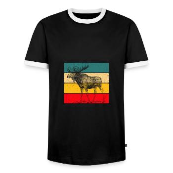 Elch - Männer Kontrast-T-Shirt - Schwarz/Weiß - Vorne - AI Model Female 172 light (172cm) & AI Model Male 178 light (178cm)