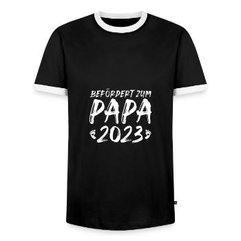 Schwangerschaft verkünden Idee Werdender Vater - Männer Kontrast-T-Shirt - Schwarz/Weiß - Vorne - AI Model Female 172 light (172cm) & AI Model Male 178 light (178cm)