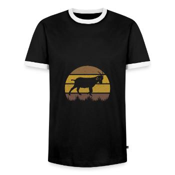 Ziege - Männer Kontrast-T-Shirt - Schwarz/Weiß - Vorne - AI Model Female 172 light (172cm) & AI Model Male 178 light (178cm)