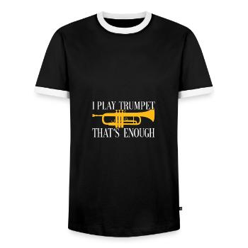 I play trumpet that's enough trumpet silhouette - Men's Ringer Shirt - black/white - Front - AI Model Female 172 light (172cm) & AI Model Male 178 light (178cm)