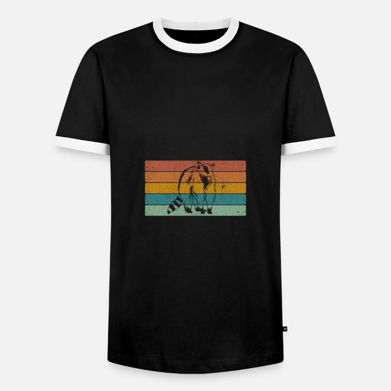 Waschbär - Männer Kontrast-T-Shirt - Schwarz/Weiß