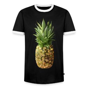 Pineapple - Men's Ringer Shirt - black/white - Front - AI Model Female 172 light (172cm) & AI Model Male 178 light (178cm)