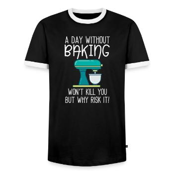 Une journée sans pâtisserie - T-shirt contrasté Homme - noir/blanc - Devant - AI Model Female 172 light (172cm) & AI Model Male 178 light (178cm)