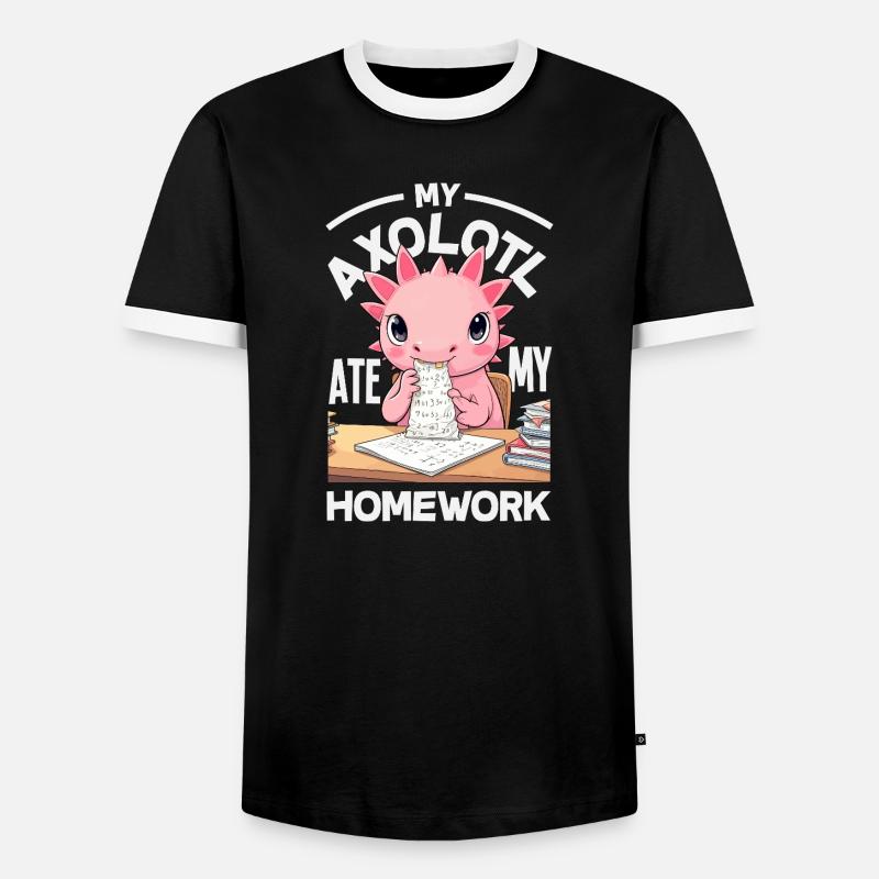 Cute Axolotl Kawaii Axolotl Lover - Men's Ringer Shirt - black/white
